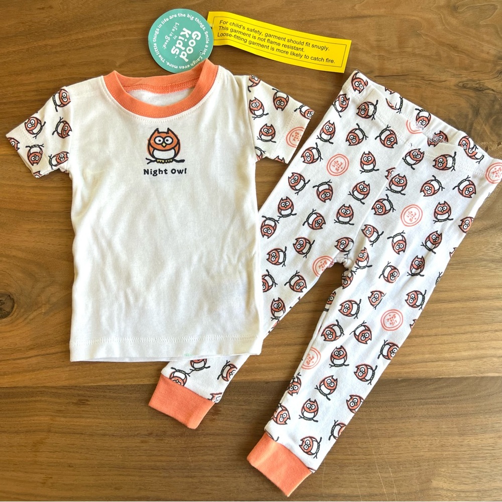 NWT Life is Good Night Owl Two-piece Pajamas Size 3-6 months
